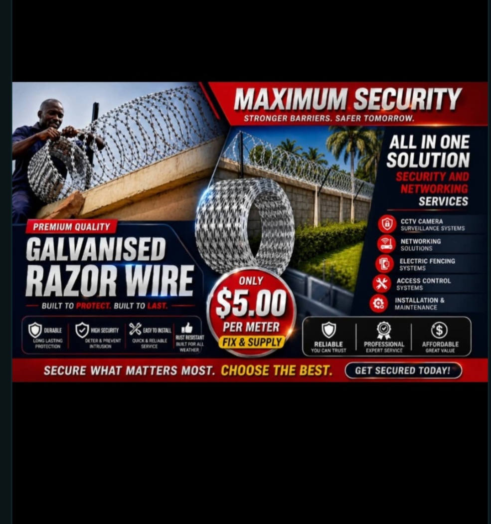 Galvanised razor wire perimeter fencing installation